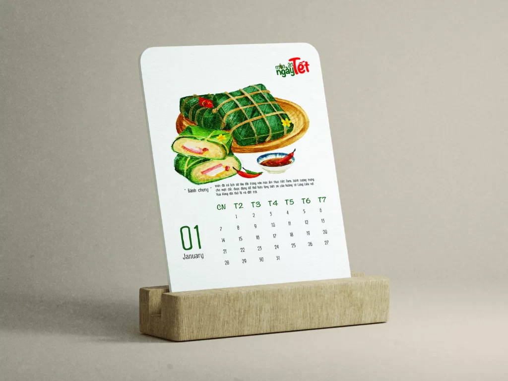 Mẫu lịch để bàn chân gỗ